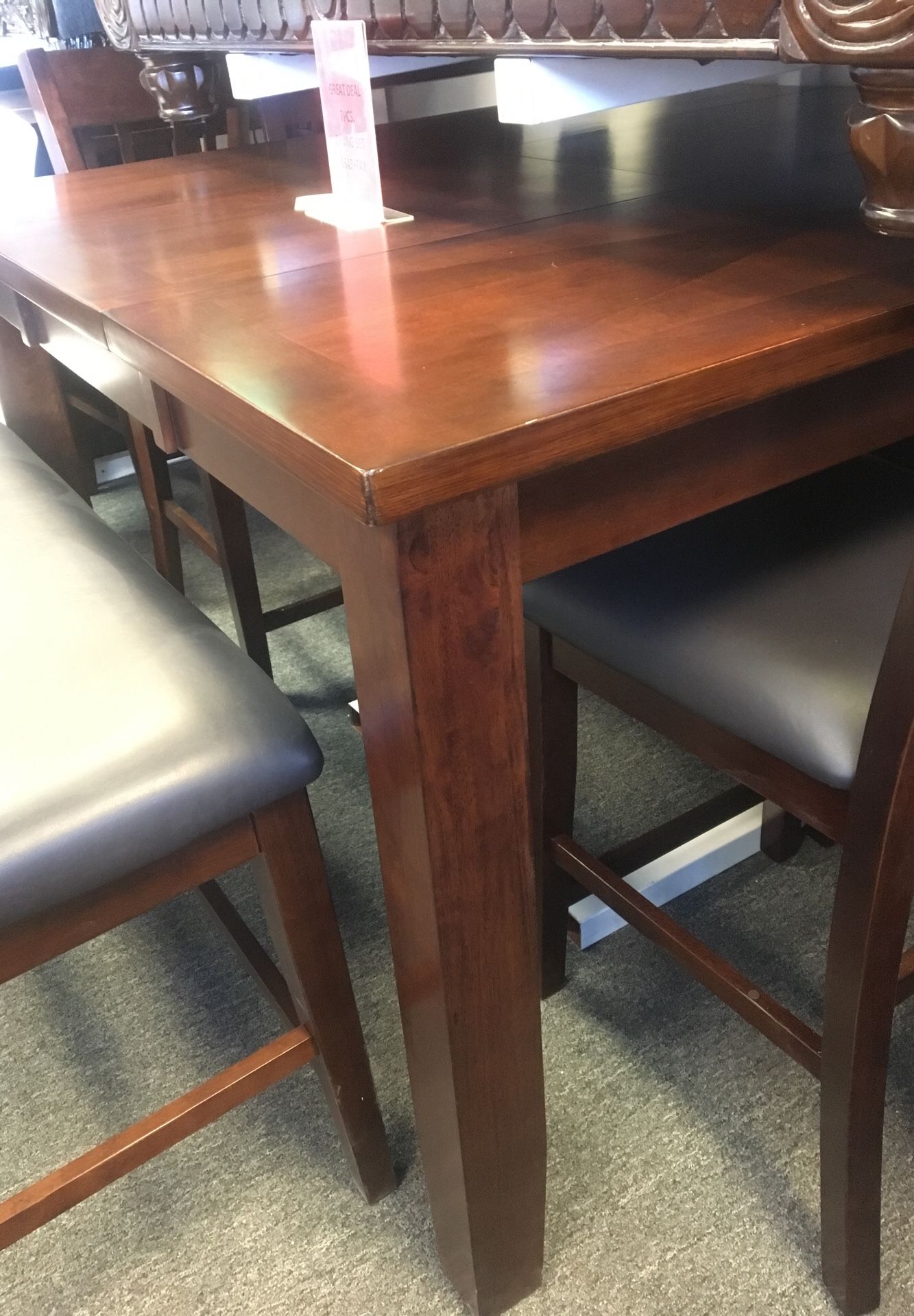 Solid wood dining set used as display