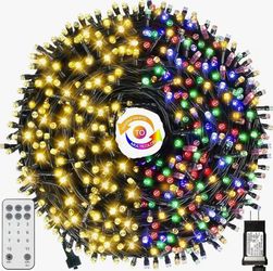 105FT 300LED Color Changing Christmas Light, Christmas Tree Lights
Warm White & Multicolor, Waterproof, UL listed, 11 Light Mode, Remote & Timer, Memo