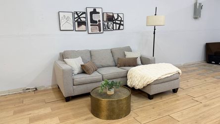Light Gray Sectional with Reversible Lounge