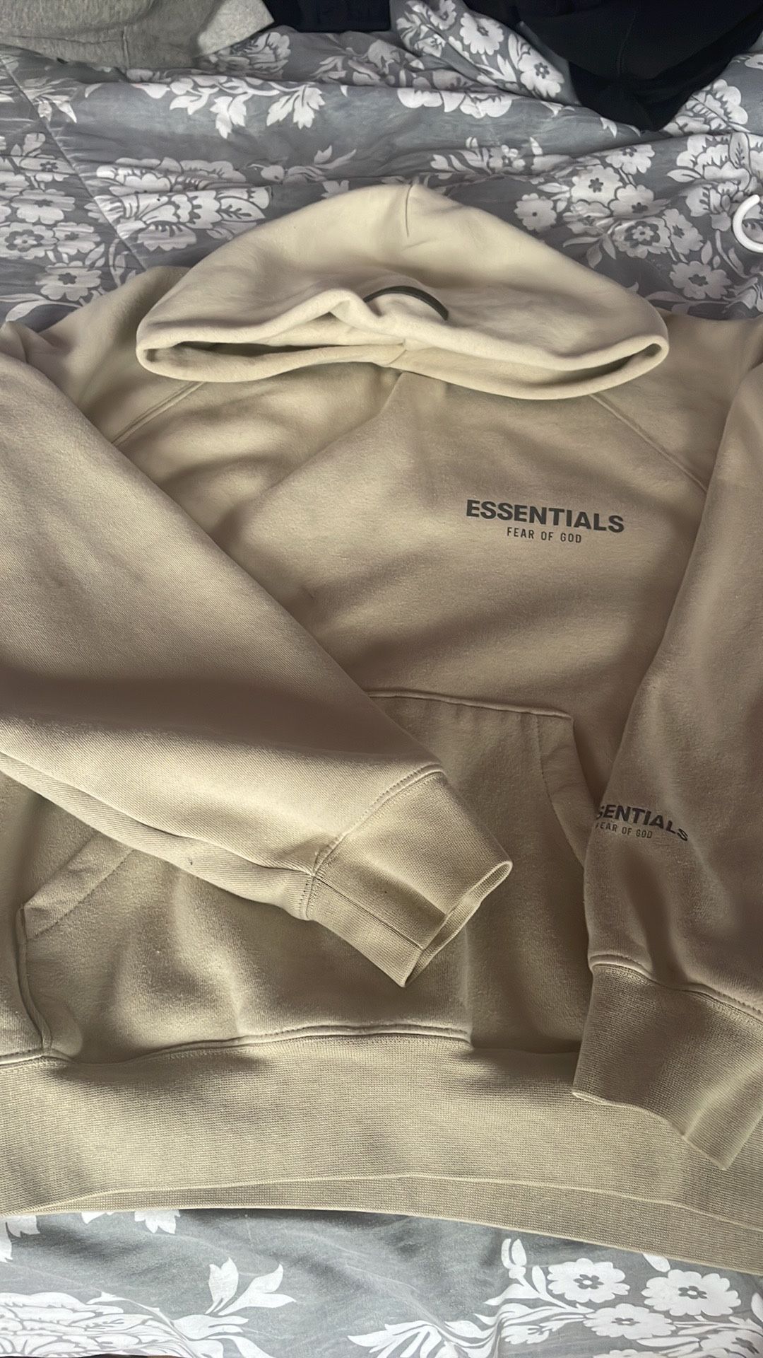 Essential Fear Of God Beige Hoodie