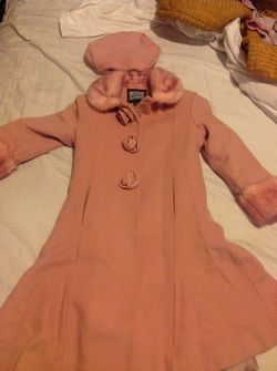 Beautiful Rothschild pink wool coat and beret