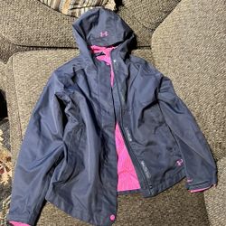 Gray And Pink Under Armor Rain Jacket