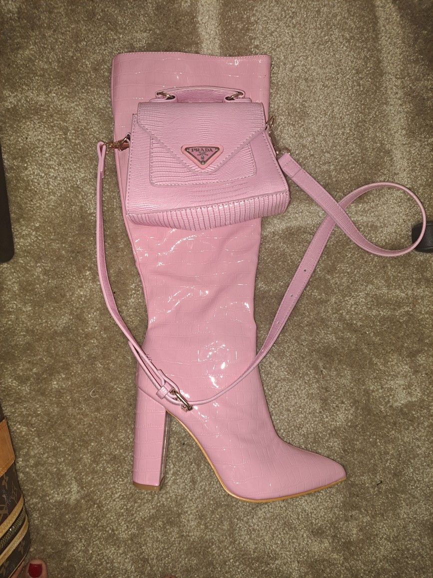 New Pink BOOTS and BAG