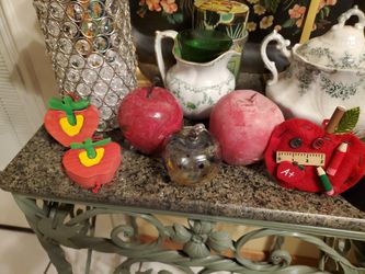 Set Of 6 Apples: Ornaments/Glass/Candle/Paperweight