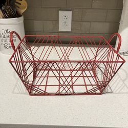 13 inch red metal basket