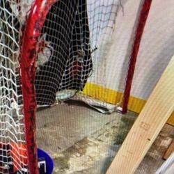 Hockey Net And Hockey Sticks