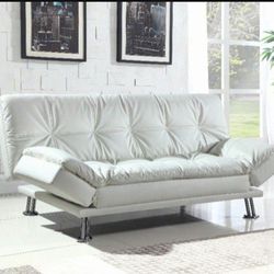 🔥🔥Brand New White Leather Futon Sofa Sleeper🔥🔥