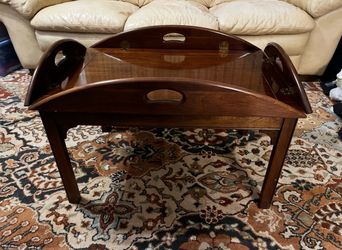 Pennsylvania House English Chippendale Solid Cherry Butlers Tray Oval Coffee Cocktail Table