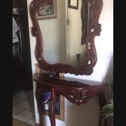 Real Wood Console Table And Mirror 
