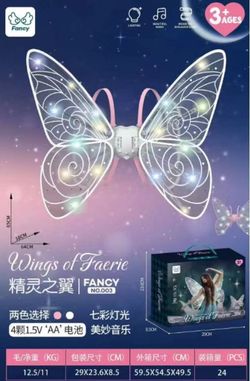 Electric Butterfly Wings for Girls Moving Fairy Wings with Light and Music Fairy Wings Light Up Butterfly Wings