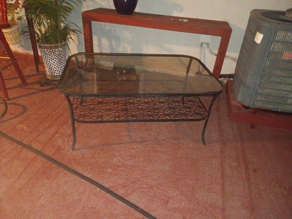 Ikea Metal Flower Welded Coffee Table Great Condition Needs Glass Cleaned Is All
