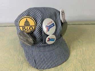 Vintage Train Conductor Hat w/ Pins