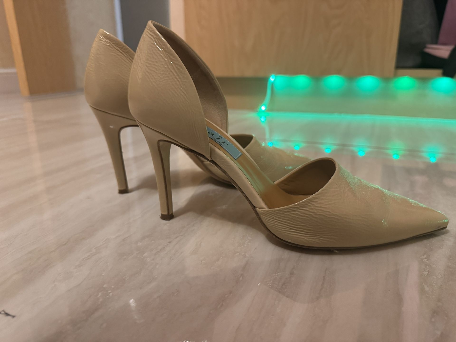 A Pair Italian Leather Nude Heels (fits like US 10)