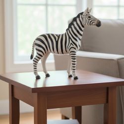 Vintage ZEBRA Statue in Leather 16" from Africa, unique piece!