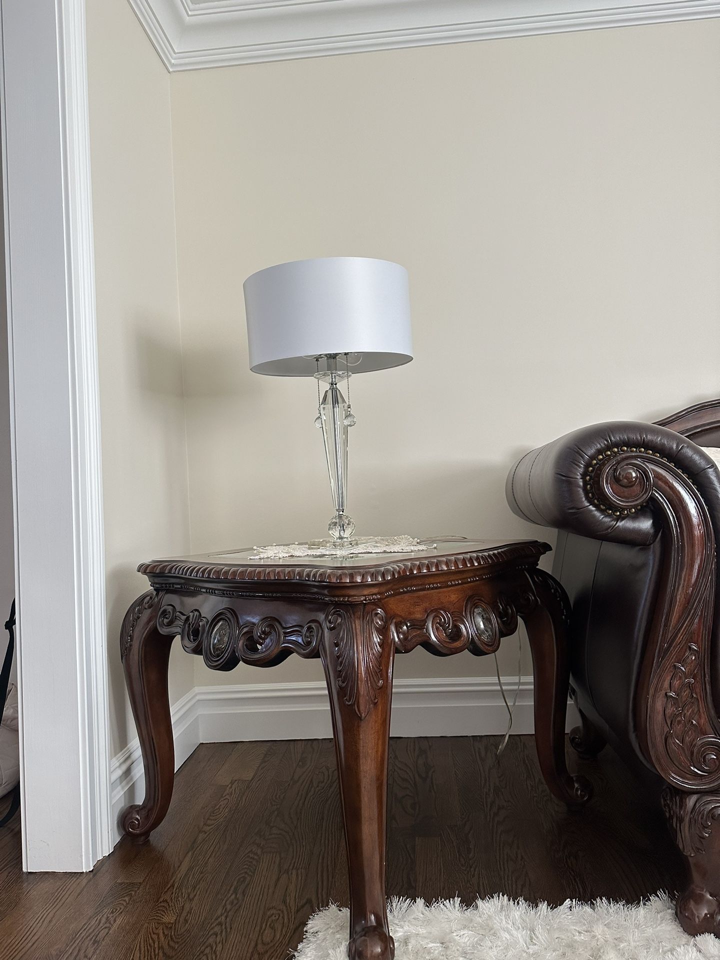 Elegant 3-Piece Carved Wood Table Set