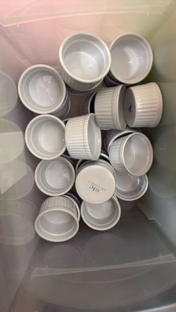 32, White Ceramic Ramekins, Ribbed, 2oz Capacity