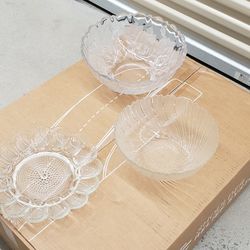 3 Glass, 2 Glass Bowls & 1 deviled egg glass