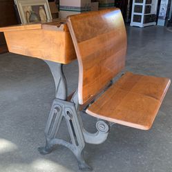 Antique Wood And Rod Iron Child’s Desk 
