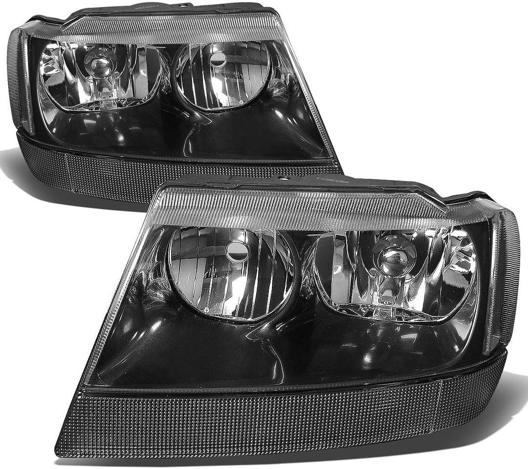 LA Zona Auto Parts 1999 to 2004 Jeep Grand Cherokee Bkack Housing Headlights Luces Micas Calaveras Faros