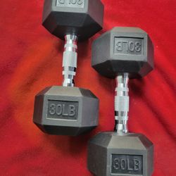NEW SET OF 30LB RUBBER COATED HEXHEAD DUMBBELLS
 TOTAL 60LB
11525 S HALSTED  DUNKINDONUTS/7111.S WESTERN WALGREENS 
65$   CASH ONLY  AS IS