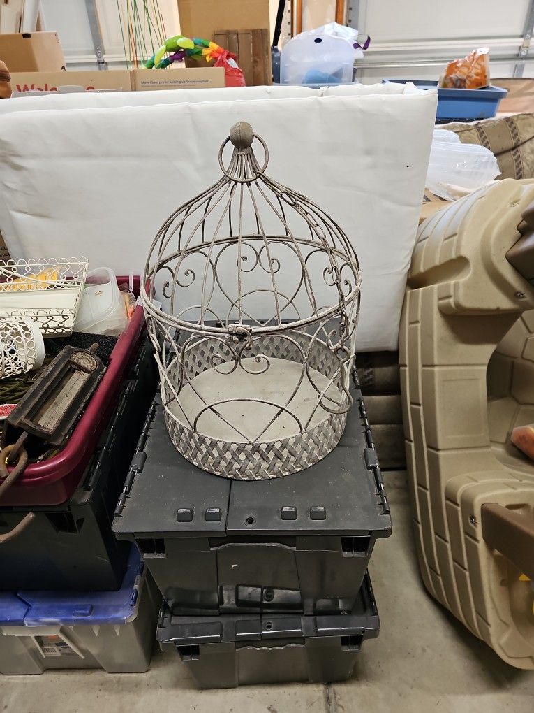 Antique Wire Bird Cage- Wedding Card Collector- Flip Top