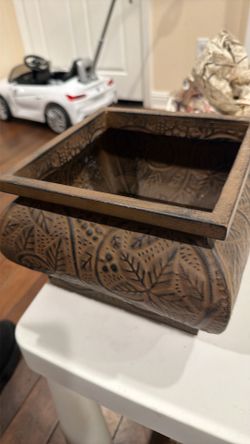 Home interiors decorative embossed metal planter