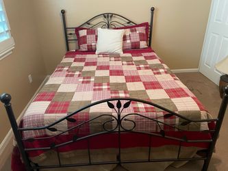 Black Wrought Iron Bed Frame and Matress