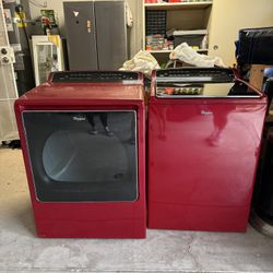 Whirlpool Cabrio High Efficiency Washer & Gas Dryer Set – Red - Good Condition
