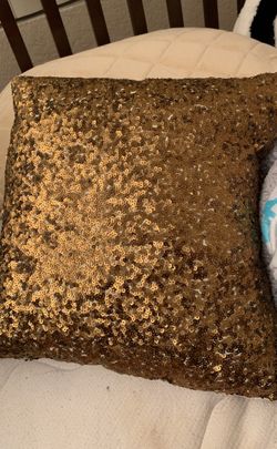Gold sequin pillow