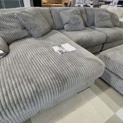 Lindyn Fog Gray 3 Piece Modular Cloud Sectional Sofa with Chaise /P