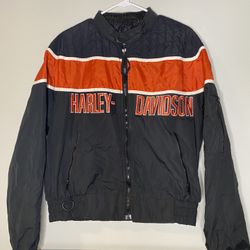 Vintage Harley Davidson Motorcycle Racing Bomber Nylon 90s Jacket LARGE