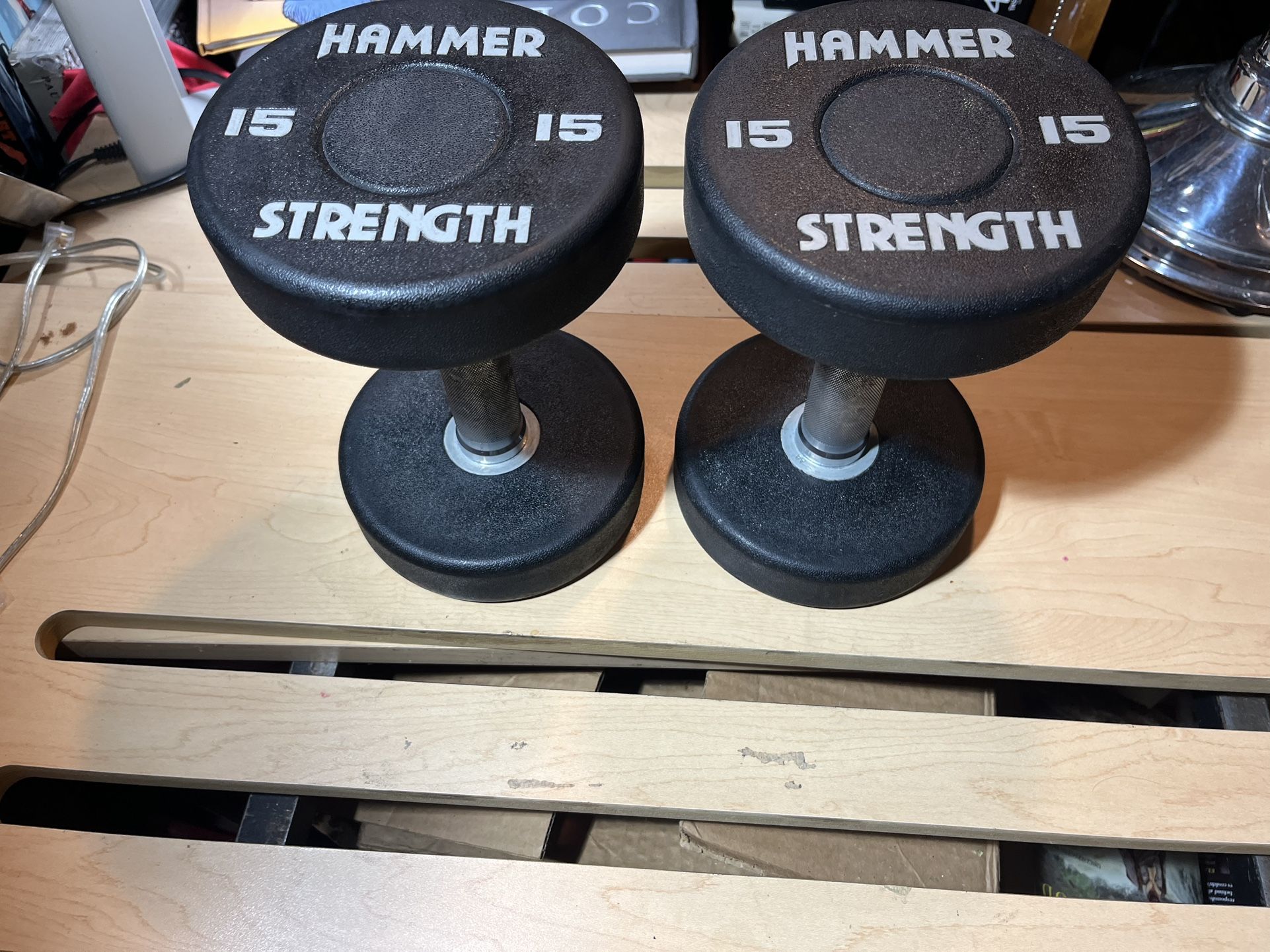 Hammer Strength Pro Gym Quality 15 Pound Dumbbells