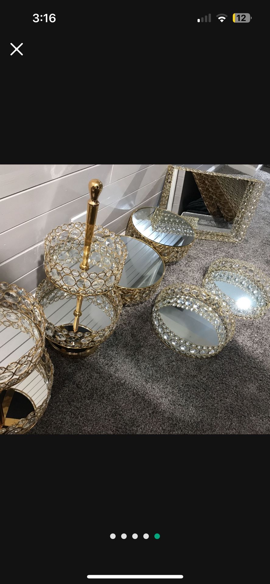 🪞 Glam Crystal & Gold Mirrored Decor Set – 6 Pieces Homegood Homesense