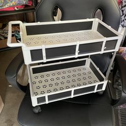 2 Tier Utility Rolling Cart With Handle 