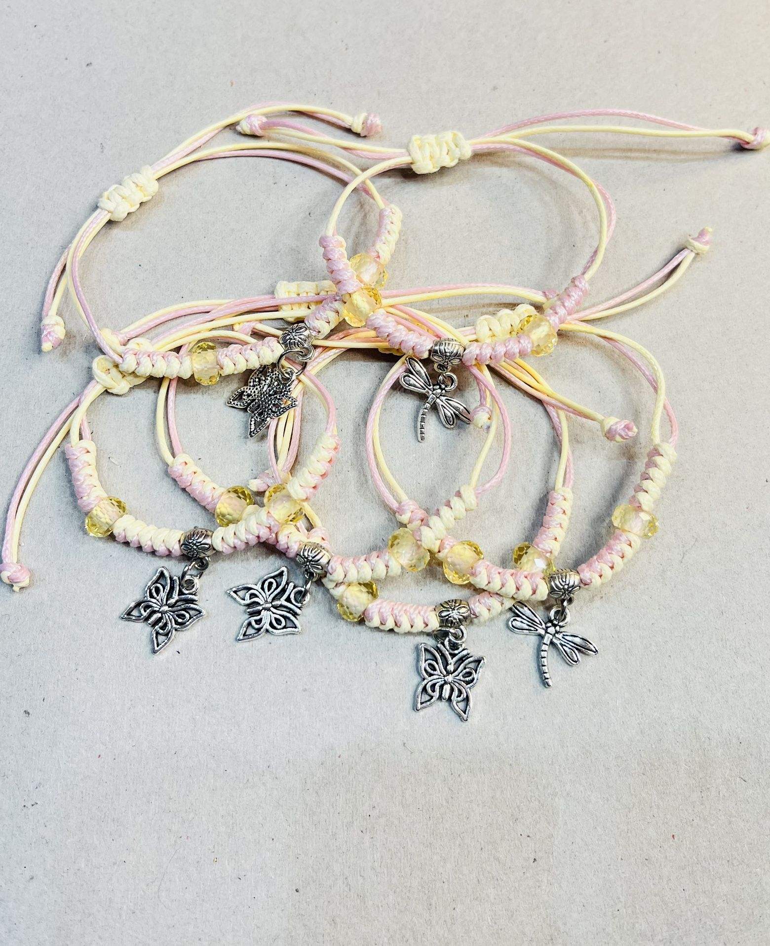 6 New Braided Charm Bracelets Great For Gift Or Favors