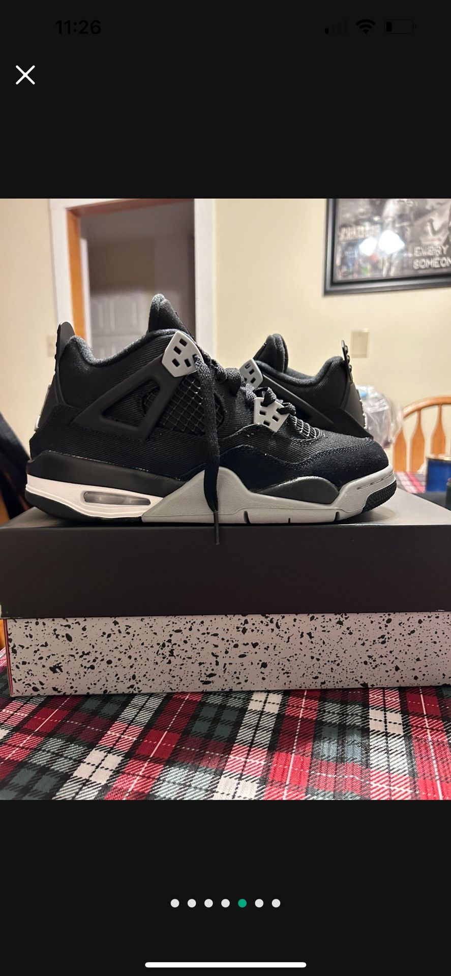Air Jordan 4 Retro Black Canvas Size 7