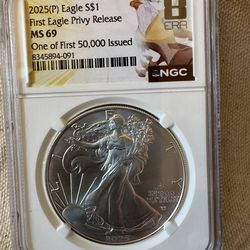 2025(P) Silver Eagle First Privy Release NGC MS69 !!