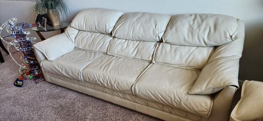  Beige Leather Couches  (For All 3)
