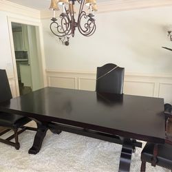 Modern Dark Wood Dining Table Set w/ Chairs – Great Condition