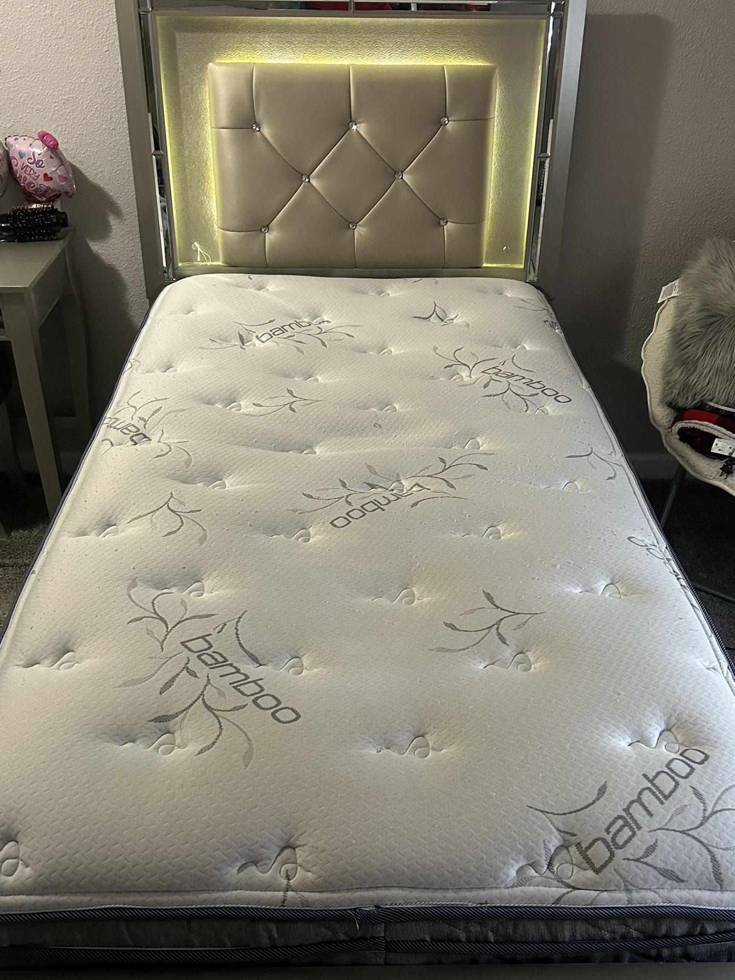 Twin Size, Light Up Head Board, And Dresser.