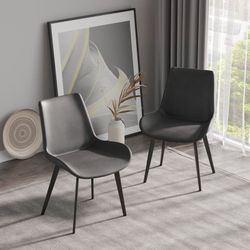 Upholstered Dining Chairs, Set of 4 - Black and Gray