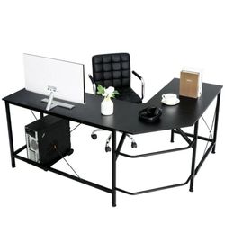 L-Shaped Desk Corner Computer Gaming Laptop Table Workstation Home Office Black