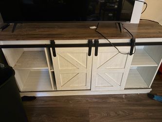 Farmhouse TV Stand with Sliding Barn Doors