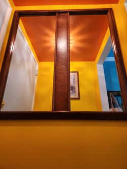 Large Solid Oak Two-Panel Wall Mirror