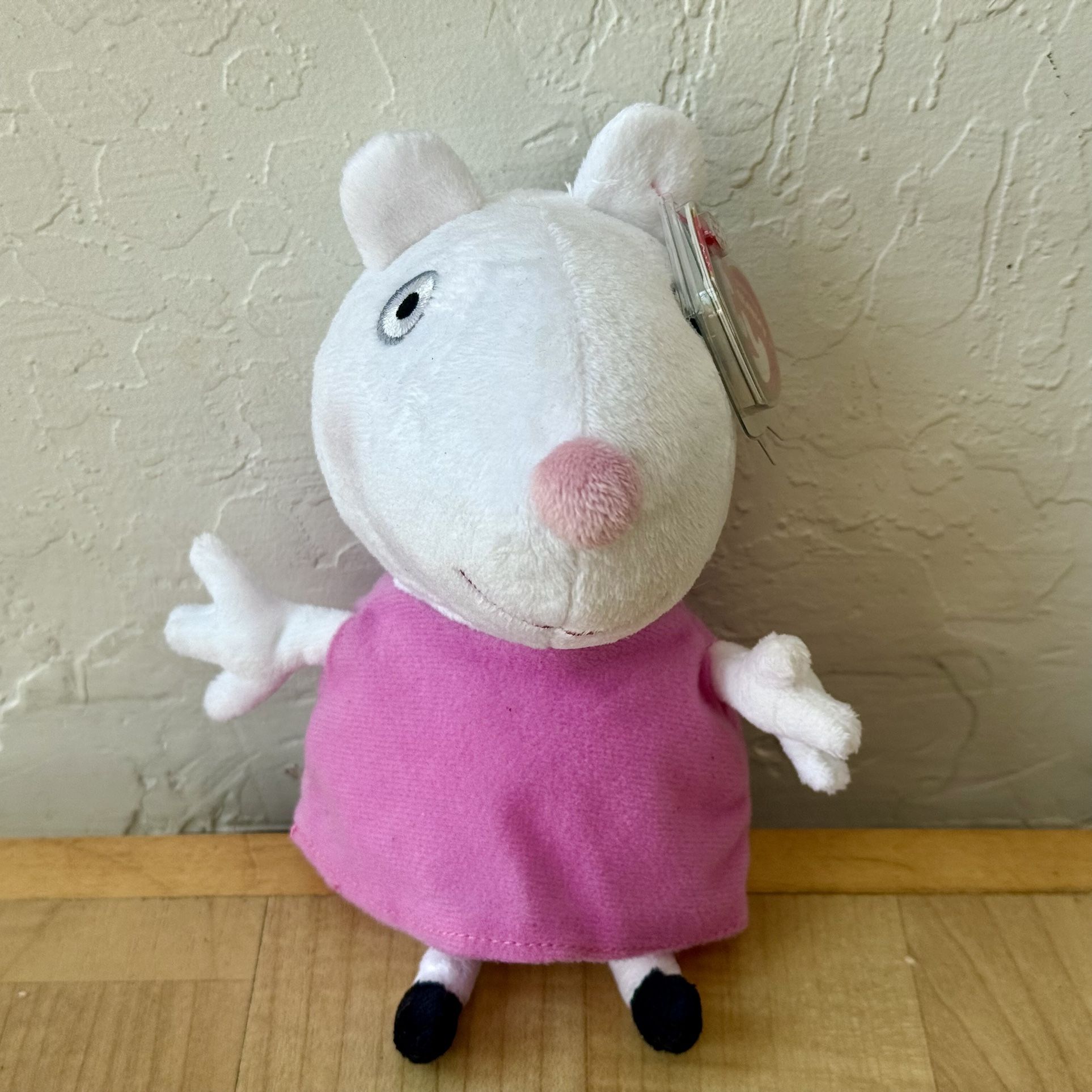 2008 UK TY Beanie Babies Peppa Pig Kids Show Suzy Sheep Plush Stuffed Animal