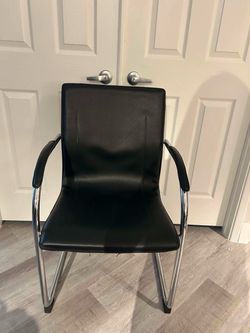 Black Faux Leather Chair with Chrome Frame
