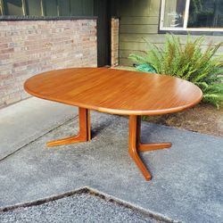 Mid Century Danish Modern Teak Dining Table With One Leaf Vintage 