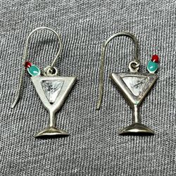 Pair of 2006 Silpada sterling silver martini glass earrings