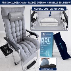 UDPATIO XXL Zero-Gravity Post-Surgery Recovery Recliner with Custom BBL Opening, Cushion & Nautilus Pillow