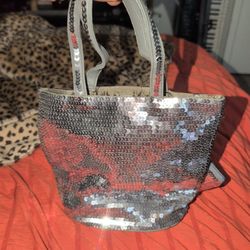 This Silver Sequin Purse With Change Pouch